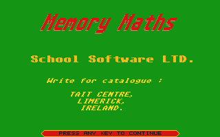 Maths Mania! atari screenshot