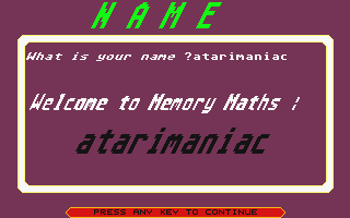 Maths Mania! atari screenshot
