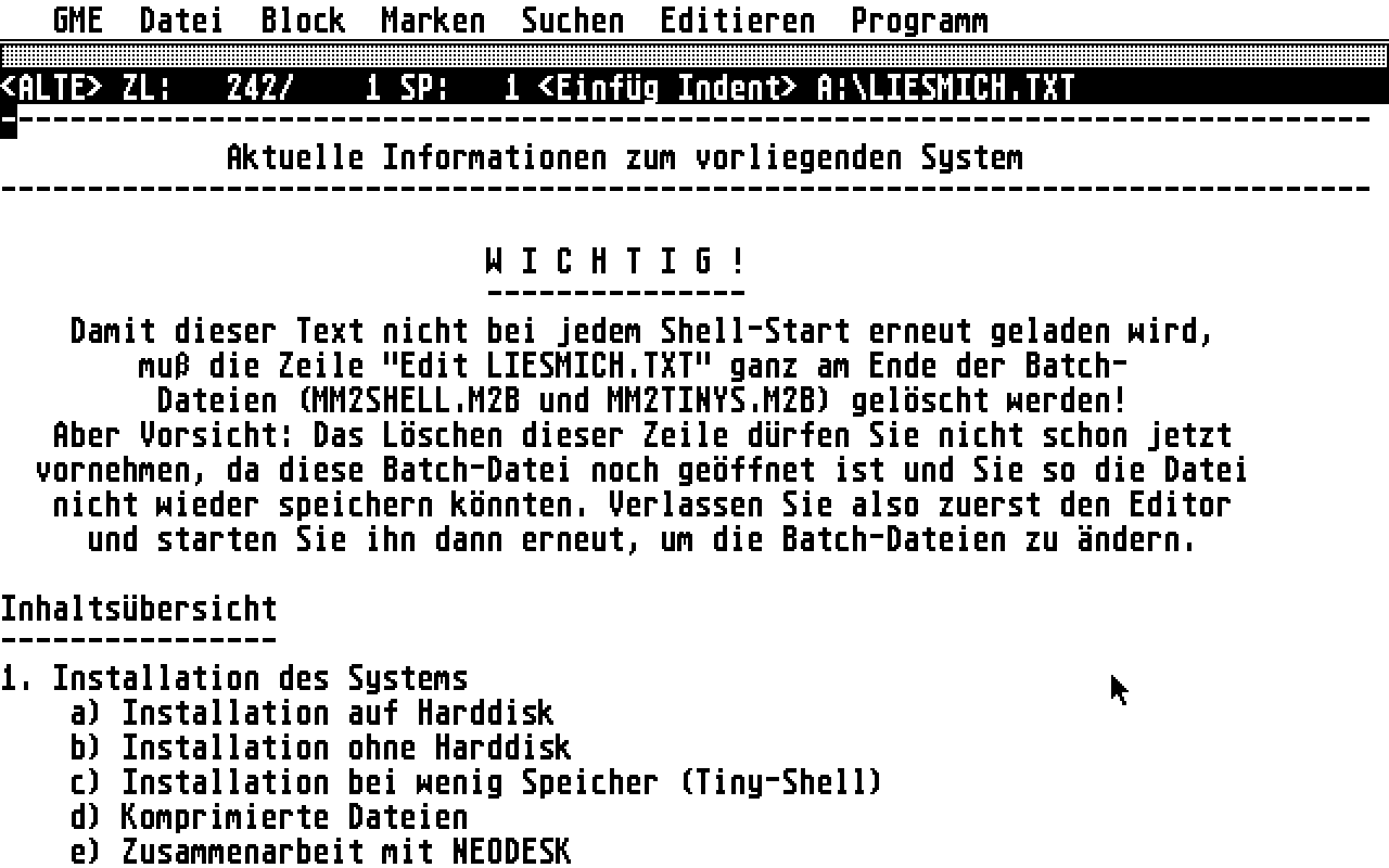 Megamax Modula-2 atari screenshot