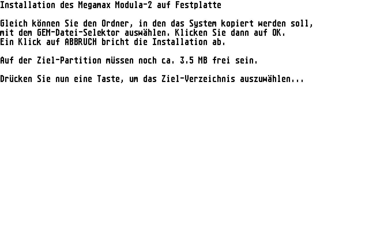 Megamax Modula-2 atari screenshot