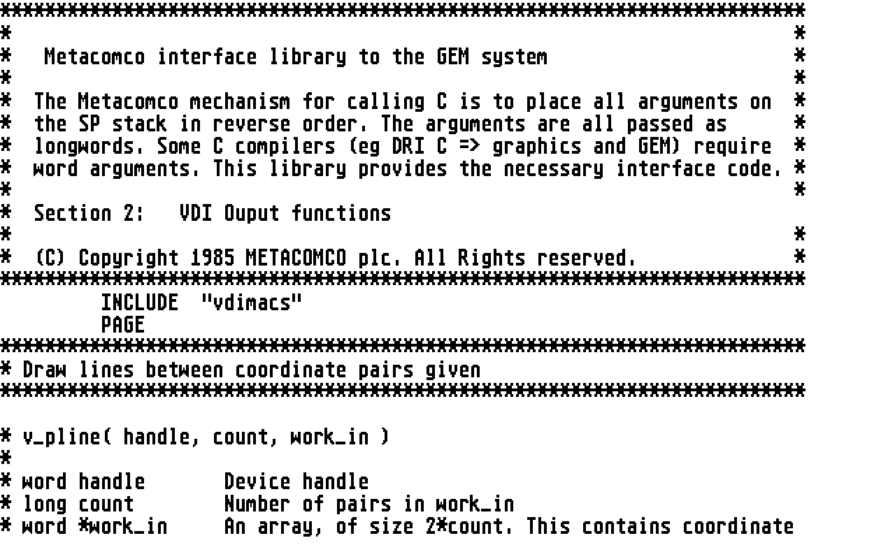 MetaComCo Macro Assembler atari screenshot