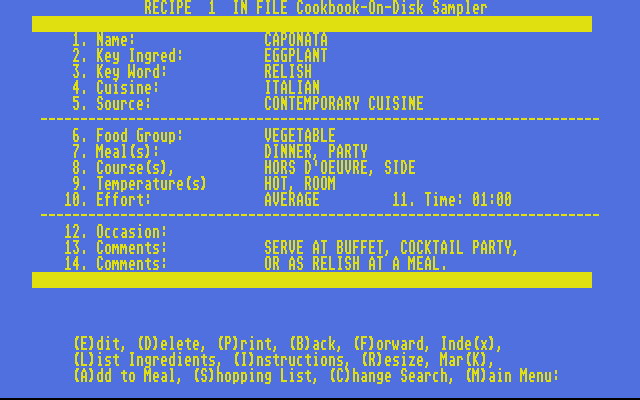 Micro Kitchen Companion atari screenshot