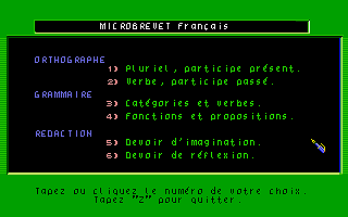 Micro Brevet Français atari screenshot