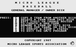 Microleague Baseball II atari screenshot