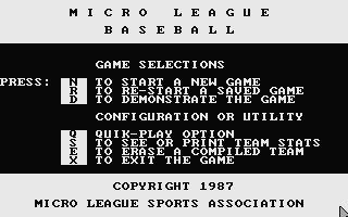 Microleague Baseball II atari screenshot