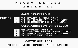 Micro League Baseball atari screenshot