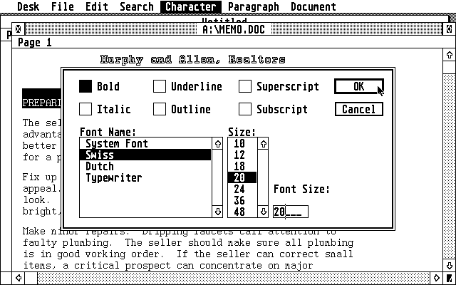 Microsoft Write atari screenshot