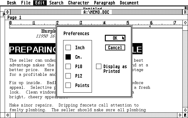 Microsoft Write atari screenshot