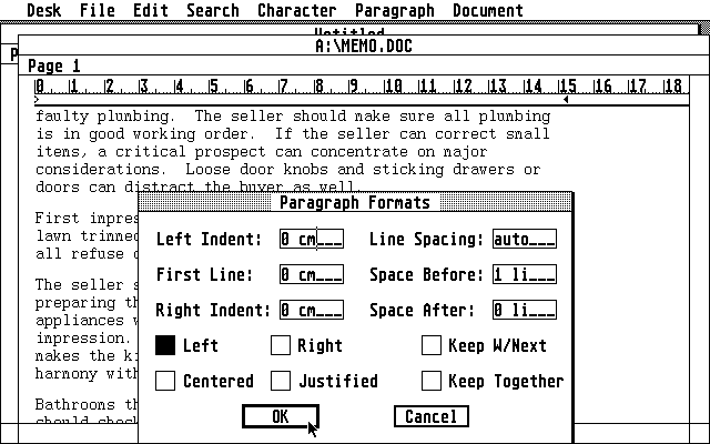 Microsoft Write atari screenshot