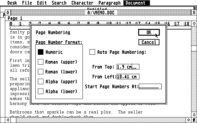 Microsoft Write atari screenshot