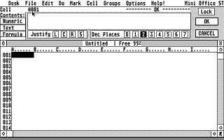 Mini Office Professional Spreadsheet atari screenshot