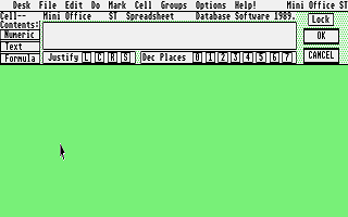 Mini Office Professional Spreadsheet atari screenshot
