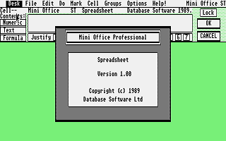 Mini Office Professional Spreadsheet atari screenshot