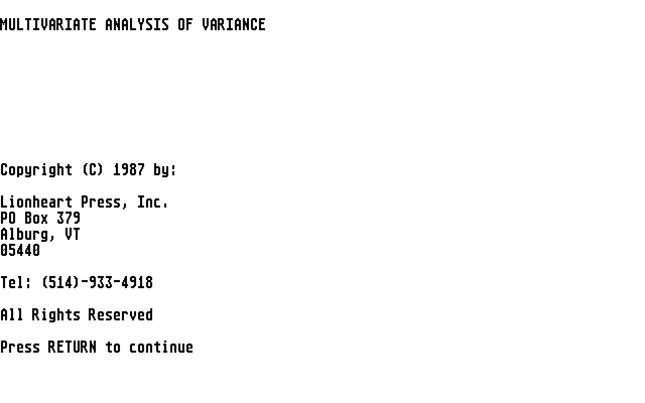 Multivariate Analysis — screenshot 1