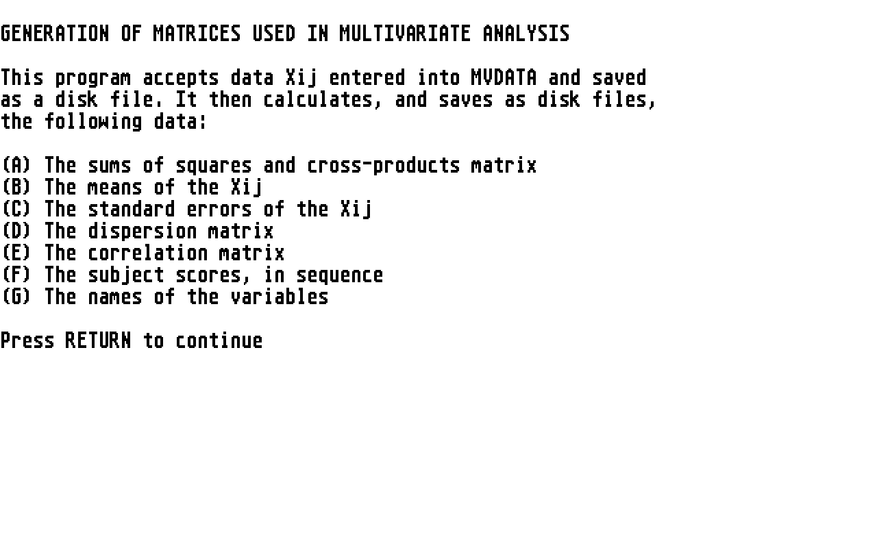 Multivariate Analysis atari screenshot