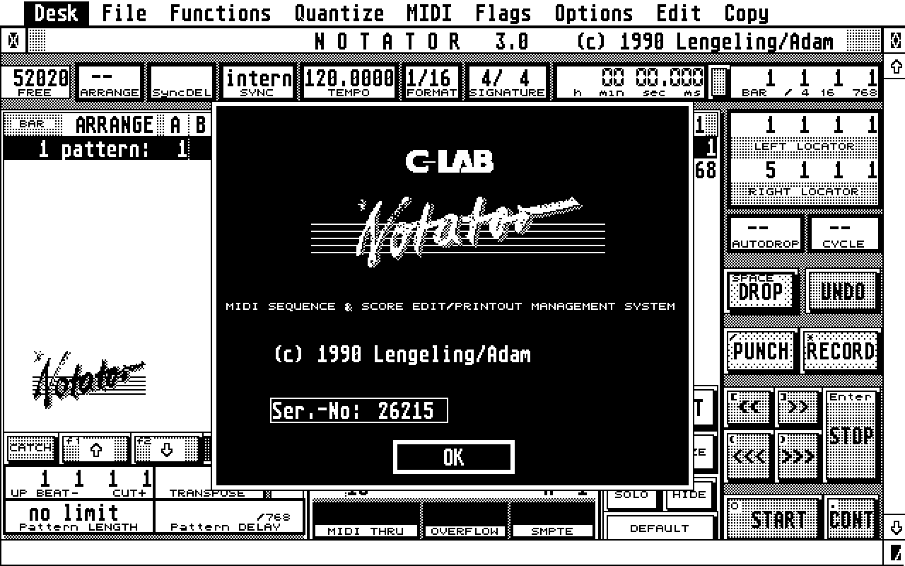 Notator atari screenshot