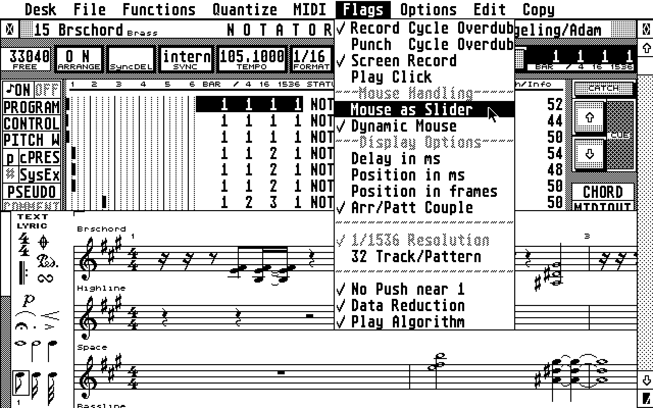 Notator atari screenshot