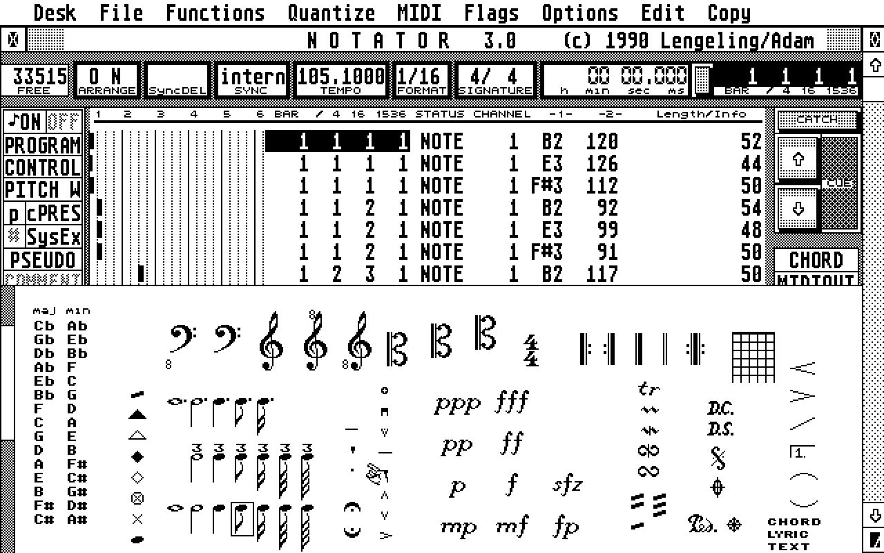 Notator atari screenshot