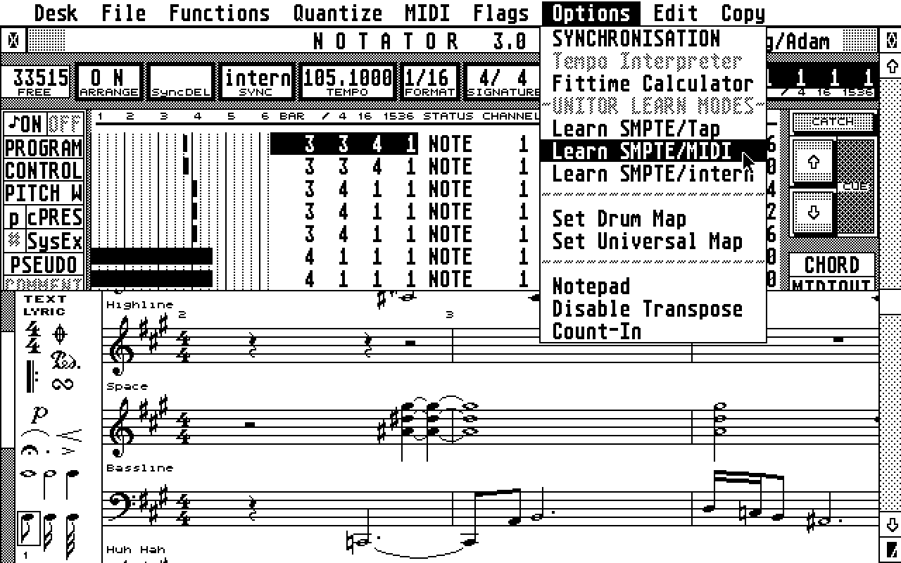 Notator atari screenshot