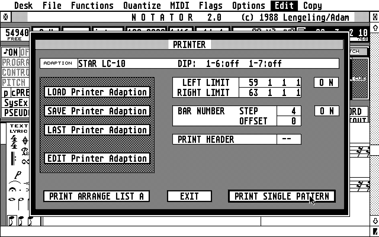 Notator atari screenshot