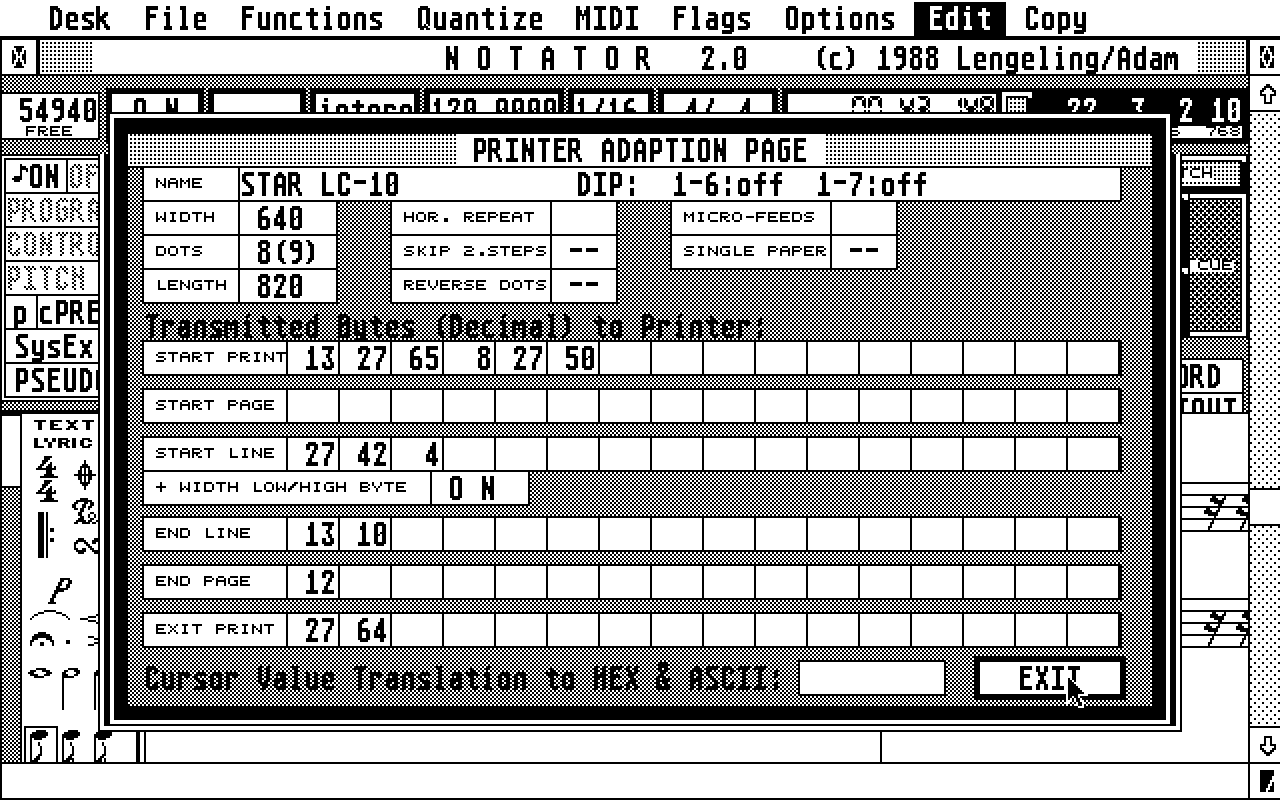 Notator atari screenshot
