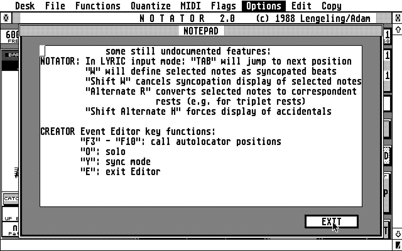Notator atari screenshot