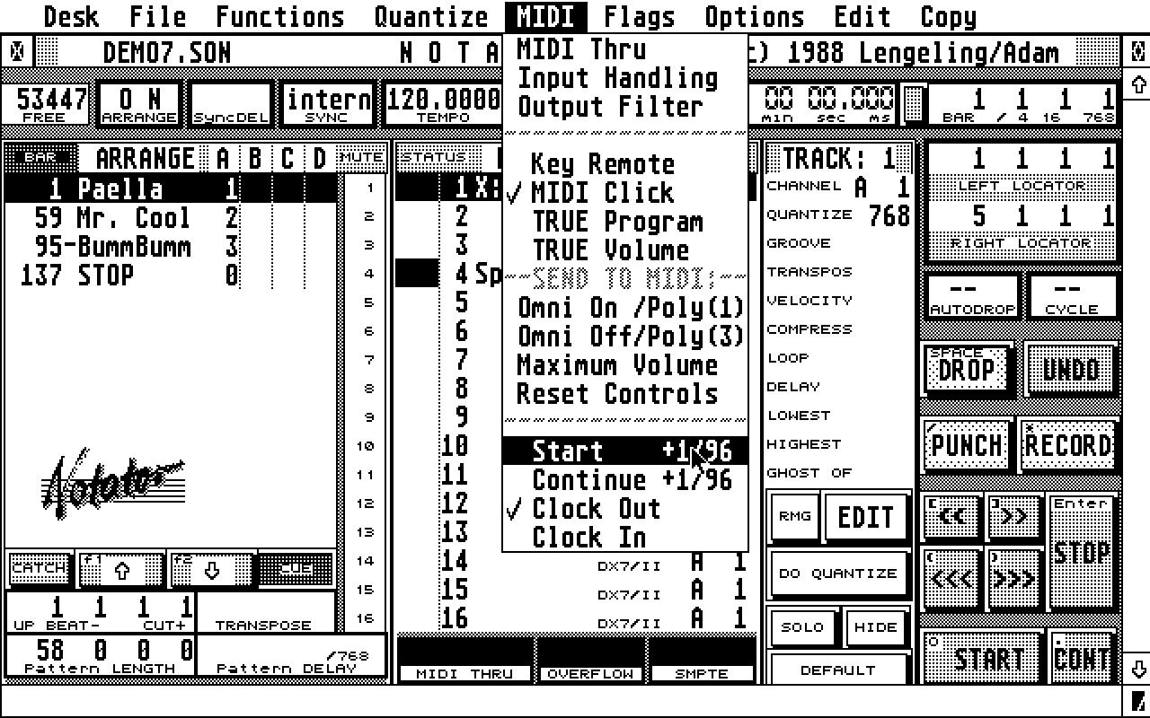 Notator atari screenshot
