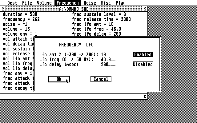 NSQ Soundeditor atari screenshot