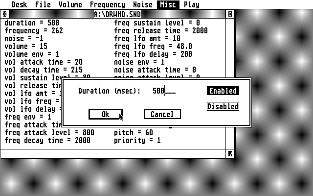 NSQ Soundeditor atari screenshot