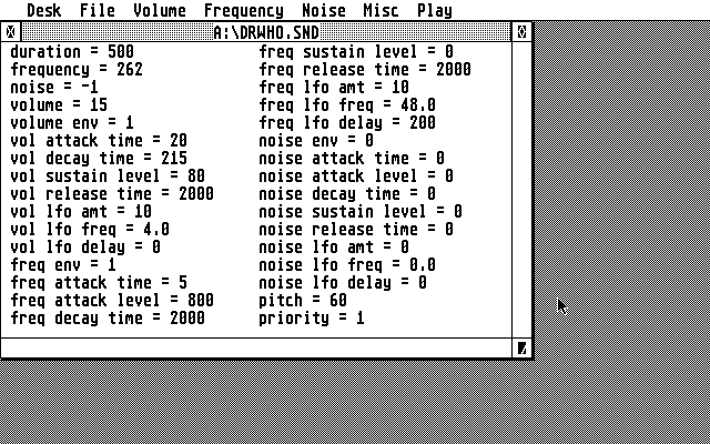 NSQ Soundeditor atari screenshot