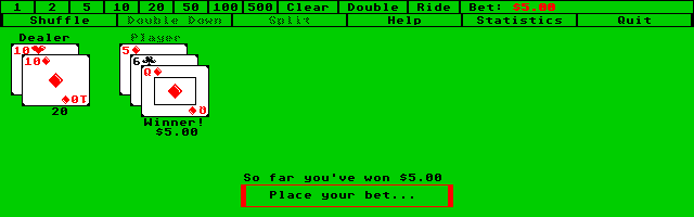 Odds-on 21 atari screenshot