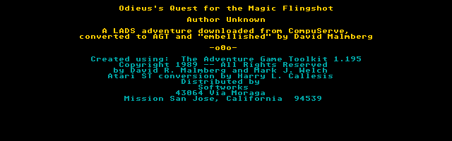 Odieus Quest for the Magic Flingshot atari screenshot