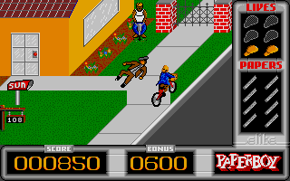 Paperboy atari screenshot