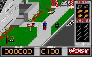 Paperboy atari screenshot