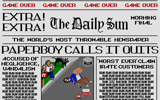 Paperboy atari screenshot