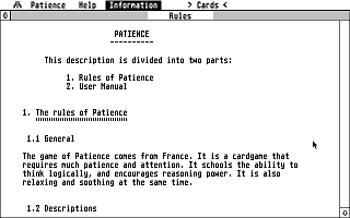 Patience atari screenshot