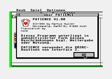 Patience atari screenshot