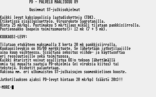 PD-Palvelu Kuukausilevyke 1989 / 03 atari screenshot