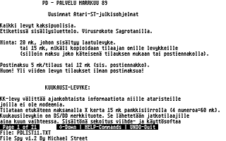 PD-Palvelu Kuukausilevyke 1989 / 11 atari screenshot