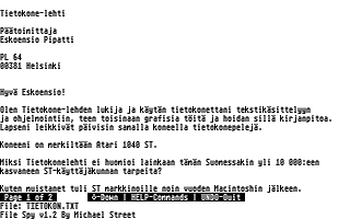 PD-Palvelu Kuukausilevyke 1989 / 11 atari screenshot