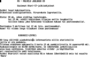PD-Palvelu Kuukausilevyke 1989 / 12 atari screenshot