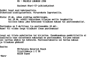 PD-Palvelu Kuukausilevyke 1990 / 10 — screenshot 1