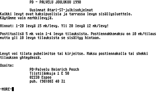 PD-Palvelu Kuukausilevyke 1990 / 12 atari screenshot