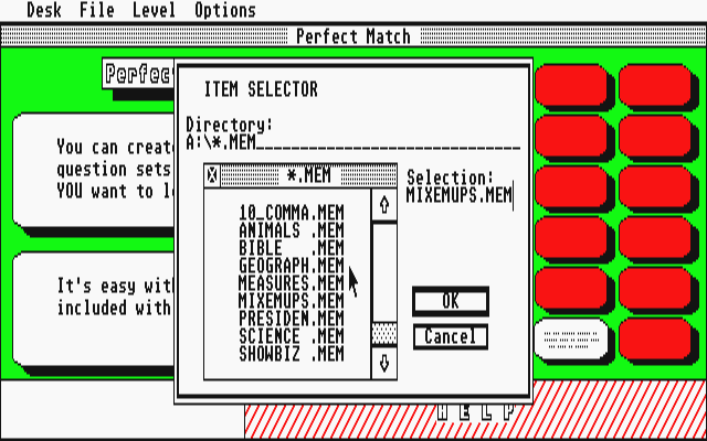 Perfect Match atari screenshot