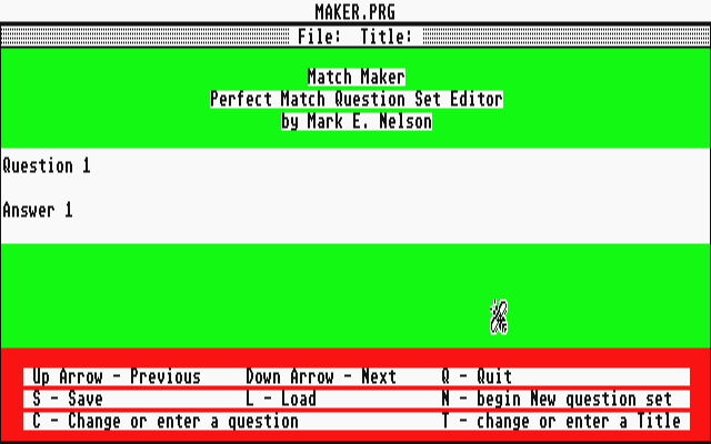 Perfect Match atari screenshot