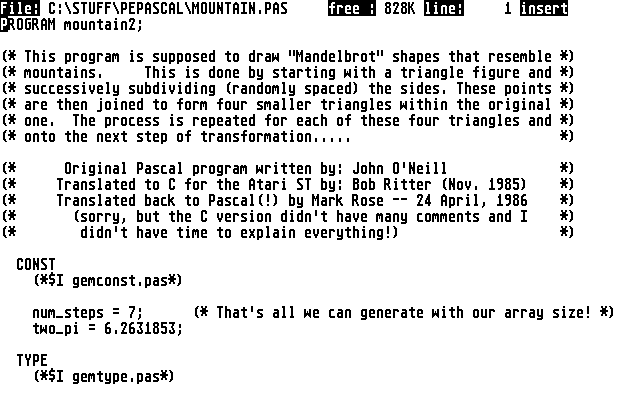 Personal Pascal atari screenshot