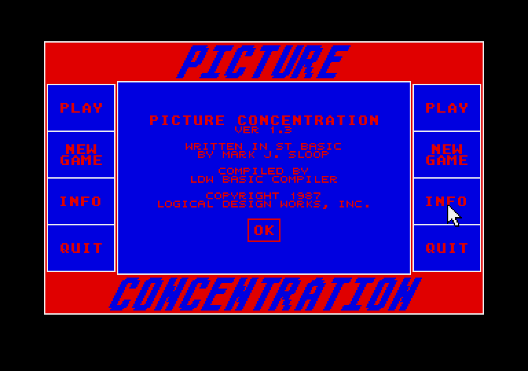 Picture Concentration atari screenshot