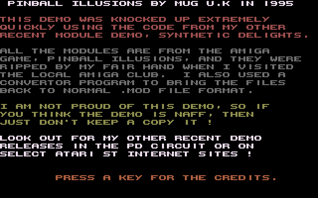 Pinball Illusions Music Demo atari screenshot