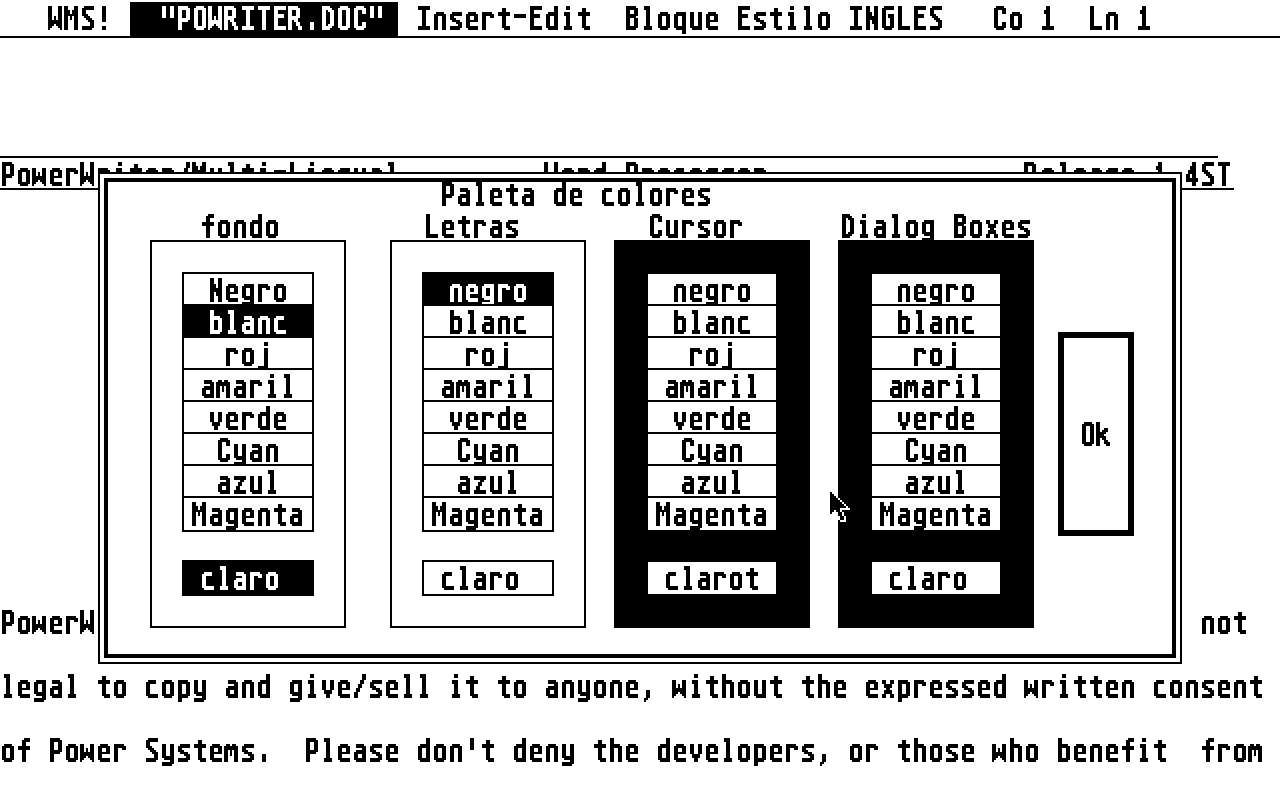 Powerwriter atari screenshot