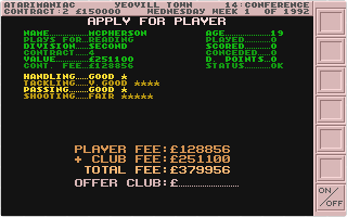 Premier Manager atari screenshot
